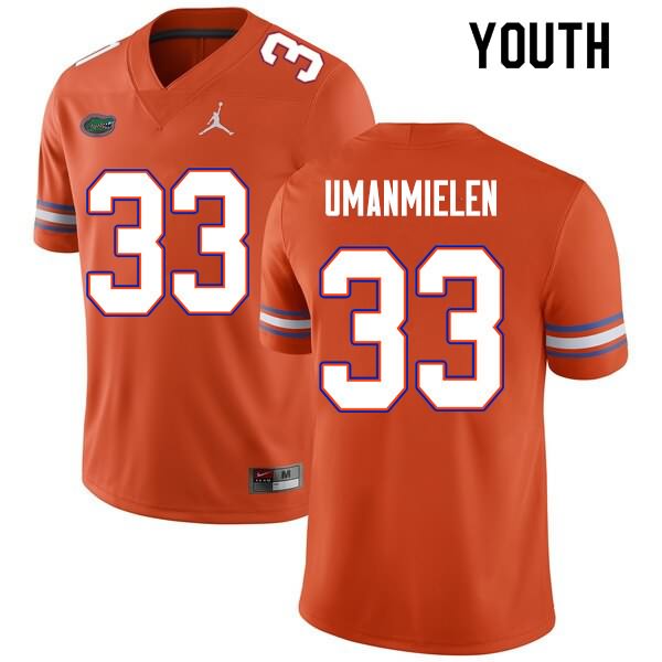 NCAA Florida Gators Princely Umanmielen Youth #33 Nike Orange Stitched Authentic College Football Jersey SOM5564SZ